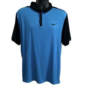 Nike Court Shirt Mens 2XL‎ Blue Short Sleeve Advantage Tennis Polo Solid